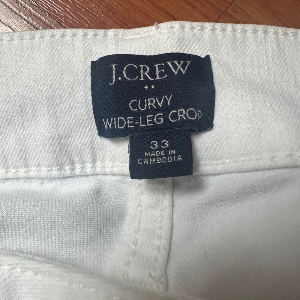 J. Crew Curvy Wide Leg Cropped Jeans in All Day Stretch White Coastal Preppy 33 - Picture 6 of 7